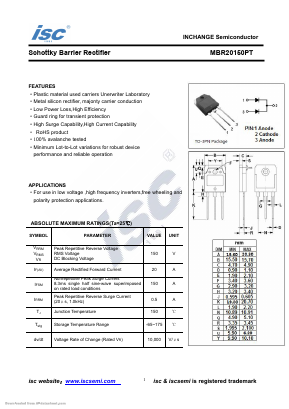 MBR20150PT Datasheet PDF Inchange Semiconductor