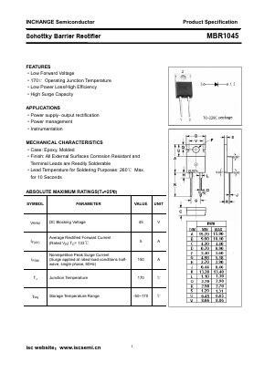 MBR1045 Datasheet PDF Inchange Semiconductor