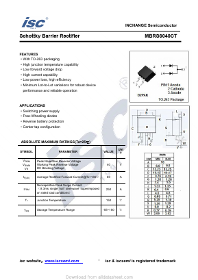 MBRS6040CT Datasheet PDF Inchange Semiconductor