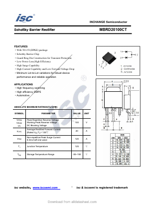 MBRD20100CT Datasheet PDF Inchange Semiconductor