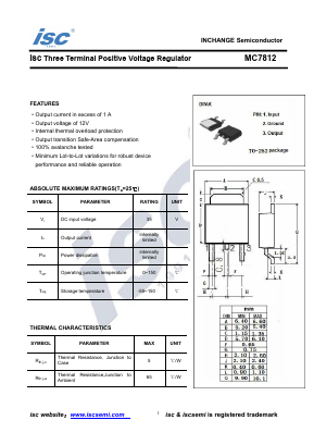 MC7812 Datasheet PDF Inchange Semiconductor