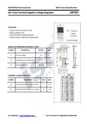 LM7905 Datasheet PDF Inchange Semiconductor