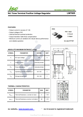 LM7809 Datasheet PDF Inchange Semiconductor