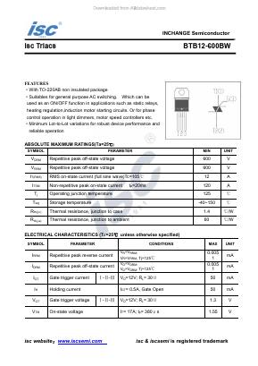 BTB12-600BW Datasheet PDF Inchange Semiconductor
