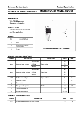 2N5490 Datasheet PDF Inchange Semiconductor