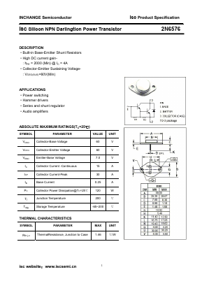 2N6576 Datasheet PDF Inchange Semiconductor