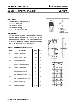 A1646 Datasheet PDF Inchange Semiconductor