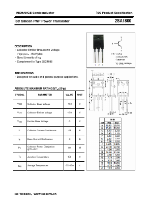 A1860 Datasheet PDF Inchange Semiconductor