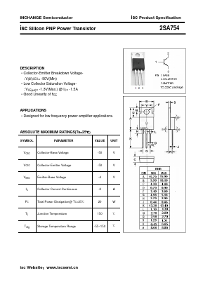 2SA754 Datasheet PDF Inchange Semiconductor