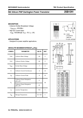 2SB1341 Datasheet PDF Inchange Semiconductor