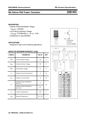 B1454 Datasheet PDF Inchange Semiconductor