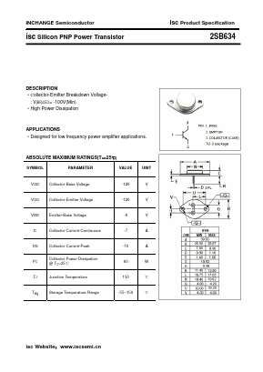 B634 Datasheet PDF Inchange Semiconductor