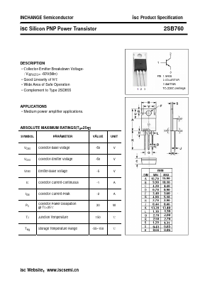 2SB760 Datasheet PDF Inchange Semiconductor