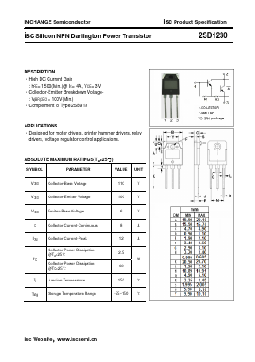 2SD1230 Datasheet PDF Inchange Semiconductor
