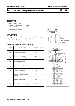 2SD1233 Datasheet PDF Inchange Semiconductor
