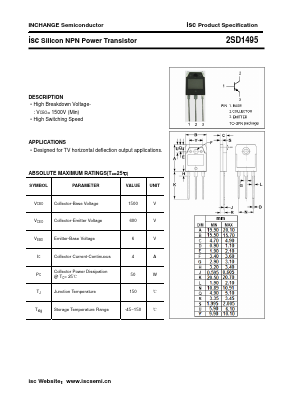 D1495 Datasheet PDF Inchange Semiconductor
