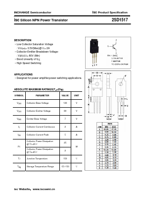 D1517 Datasheet PDF Inchange Semiconductor