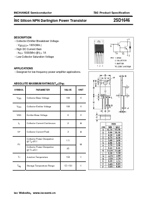 2SD1646 Datasheet PDF Inchange Semiconductor