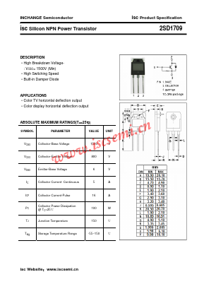 D1709 Datasheet PDF Inchange Semiconductor