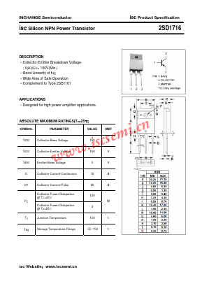 2SD1716 Datasheet PDF Inchange Semiconductor