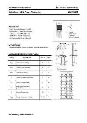 2SD1720 Datasheet PDF Inchange Semiconductor