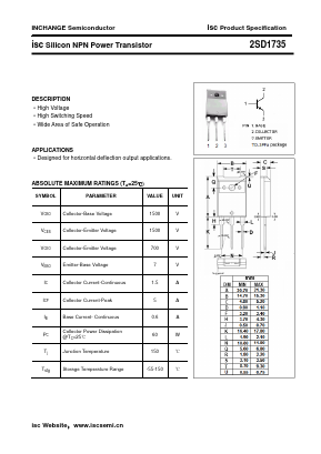 2SD1735 Datasheet PDF Inchange Semiconductor