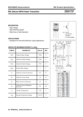 D1737 Datasheet PDF Inchange Semiconductor