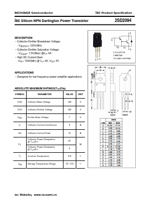 2SD2094 Datasheet PDF Inchange Semiconductor