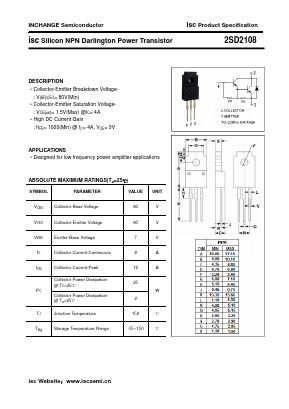 2SD2108 Datasheet PDF Inchange Semiconductor