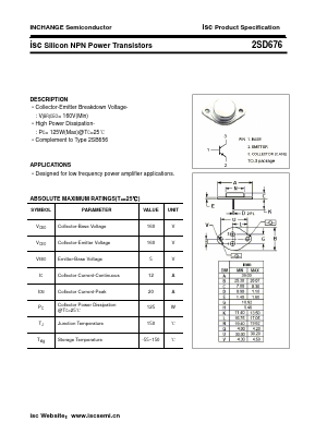 2SD676 Datasheet PDF Inchange Semiconductor