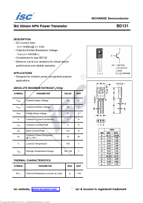 BD131 Datasheet PDF Inchange Semiconductor