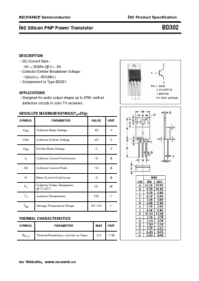 BD302 Datasheet PDF Inchange Semiconductor