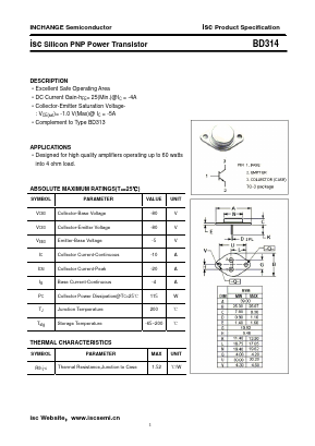 BD314 Datasheet PDF Inchange Semiconductor