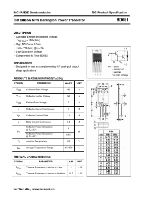 BD651 Datasheet PDF Inchange Semiconductor