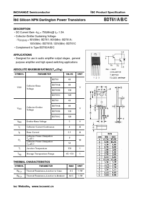 BDT61A Datasheet PDF Inchange Semiconductor