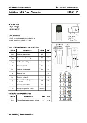 BU931RP Datasheet PDF Inchange Semiconductor