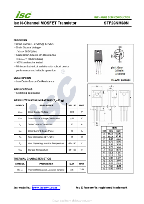STF26NM60N Datasheet PDF Inchange Semiconductor