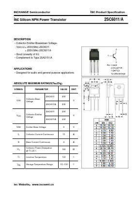 2SC6011A Datasheet PDF Inchange Semiconductor