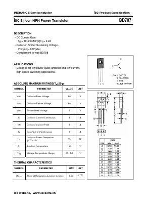 BD787 Datasheet PDF Inchange Semiconductor