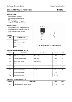 BD810 Datasheet PDF Inchange Semiconductor