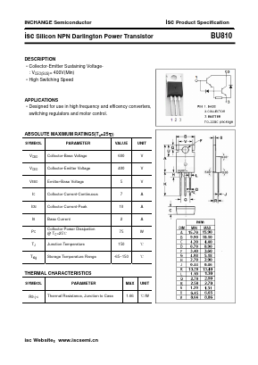 BU810 Datasheet PDF Inchange Semiconductor