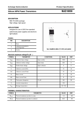 MJE18008 Datasheet PDF Inchange Semiconductor