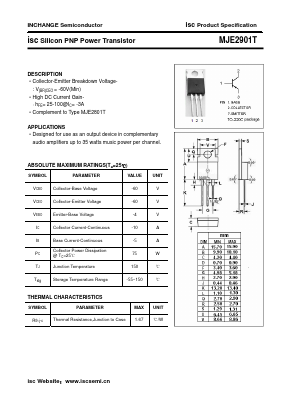 MJE2901T Datasheet PDF Inchange Semiconductor