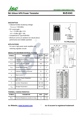 MJE4343 Datasheet PDF Inchange Semiconductor