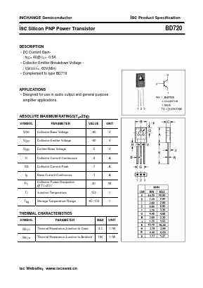 BD720 Datasheet PDF Inchange Semiconductor