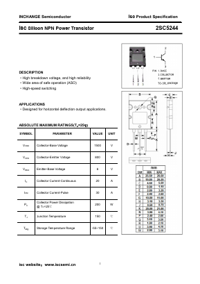 2SC5244 Datasheet PDF Inchange Semiconductor