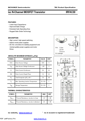 IRFAC30 Datasheet PDF Inchange Semiconductor