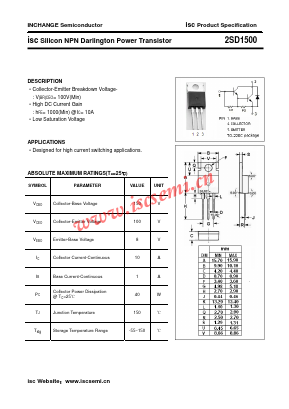 D1500 Datasheet PDF Inchange Semiconductor