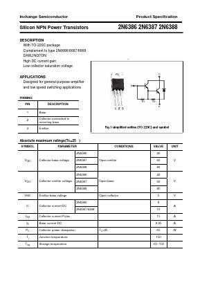 2N6388 Datasheet PDF Inchange Semiconductor