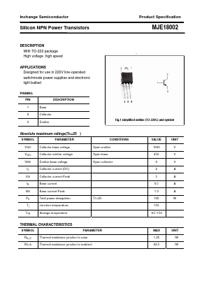 MJE18002 Datasheet PDF Inchange Semiconductor